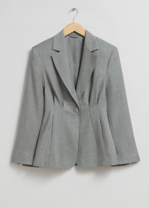 & Other Stories A Pieghe Blazer Grigie Chiaro | NOS-SN113715