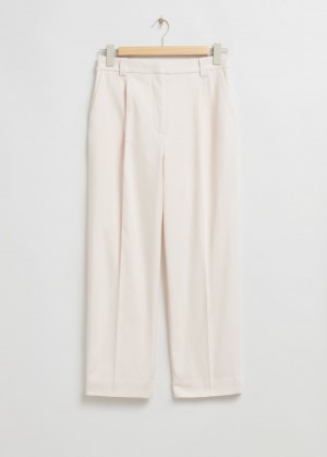 & Other Stories A Pieghe Dritto Leg Trousers Crema | NOS-SN114330