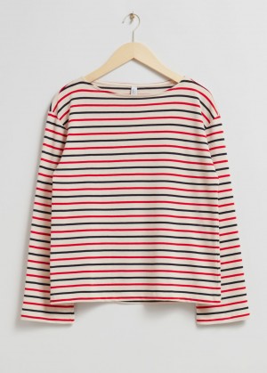 & Other Stories A Strisce Jersey Top Rosse Bianche | NOS-SN114080