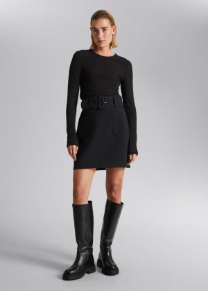 & Other Stories Belted Mini Skirt Nere | NOS-SN114178