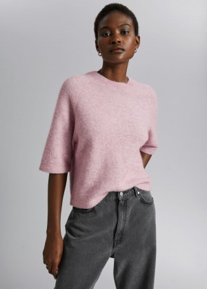 & Other Stories Boxy Alpaca Knit T-Shirt Rosa | NOS-SN113555