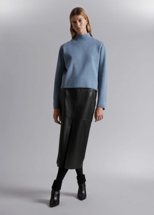 & Other Stories Boxy Turtleneck Knit Maglia Blu | NOS-SN113614