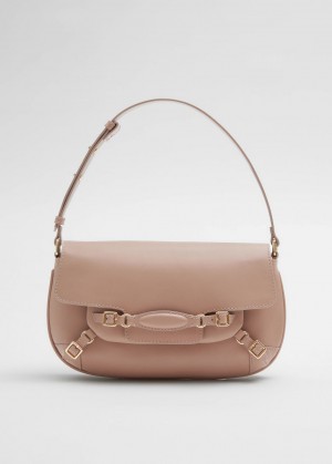 & Other Stories Buckled Pelle Shoulder Bag Beige | NOS-SN114518