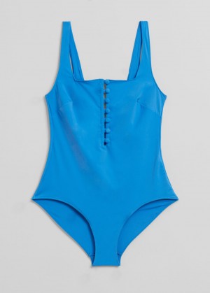 & Other Stories Button Up Swimsuit Blu | NOS-SN114734