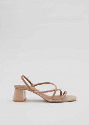 & Other Stories Cinturino Block Heel Sandals Beige | NOS-SN114469