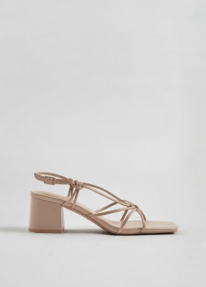 & Other Stories Cinturino Knotted Pelle Sandals Beige | NOS-SN114463