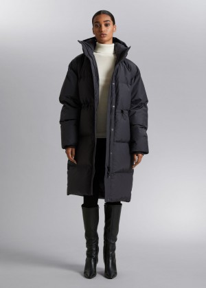 & Other Stories Con Cappuccio Down Puffer Coat Nere | NOS-SN113721