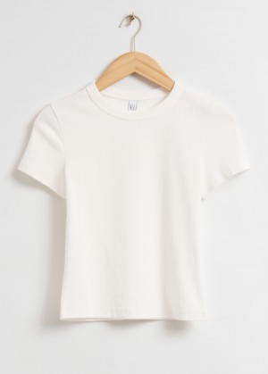 & Other Stories Costine Cropped T-Shirt Bianche | NOS-SN113975