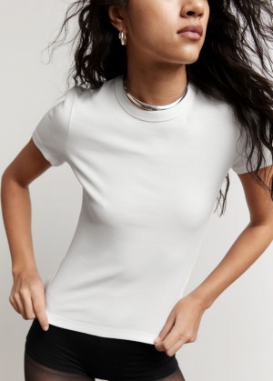 & Other Stories Costine Cropped T-Shirt Bianche | NOS-SN114111