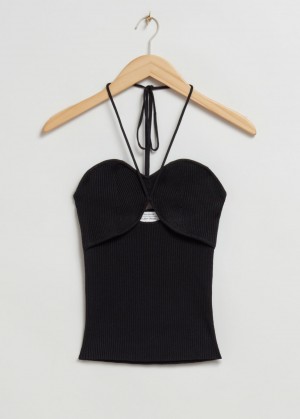 & Other Stories Costine Halterneck Bustier Top Nere | NOS-SN113553