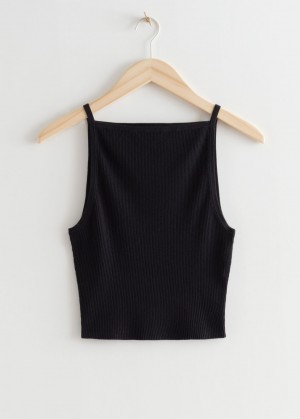 & Other Stories Costine Knit Tank Top Nere | NOS-SN113487