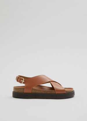 & Other Stories Criss-Cross Pelle Sandals Marroni | NOS-SN114500