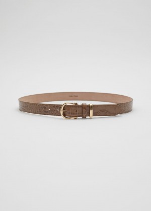 & Other Stories Croc Embossed Pelle Belt Marroni | NOS-SN114620