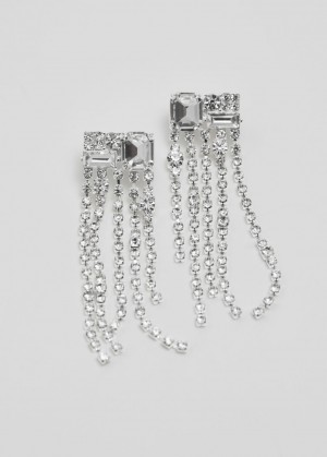 & Other Stories Crystal Fringe Earrings Argento | NOS-SN114685