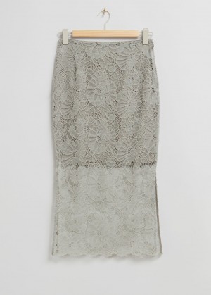 & Other Stories Decorative Pizzo Pencil Skirt Beige | NOS-SN114163