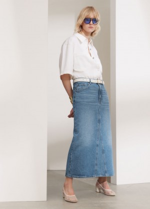 & Other Stories Denim Midi Skirt Blu | NOS-SN114204