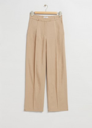 & Other Stories Dritto-Leg A Pieghe Trousers Beige | NOS-SN114255