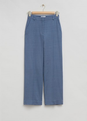 & Other Stories Dritto Mid-Vita Press Crease Trousers Blu | NOS-SN114278