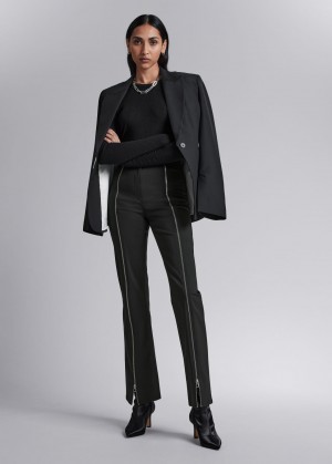 & Other Stories E Zip-Detailed Trousers Nere | NOS-SN114327