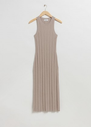 & Other Stories Fitted Midi Tank Vestito Beige | NOS-SN114769