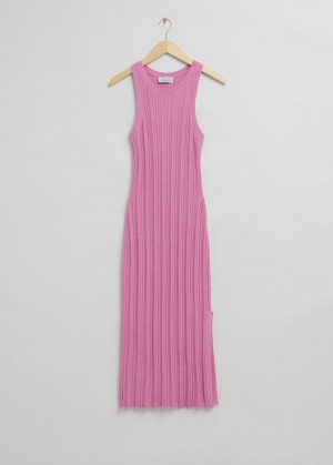 & Other Stories Fitted Midi Tank Vestito Rosa | NOS-SN113392