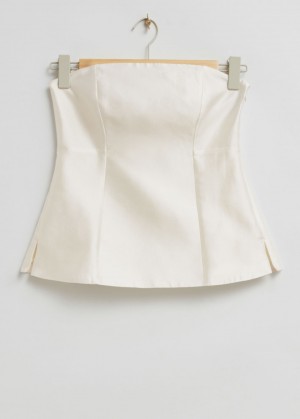 & Other Stories Fitted Mulberry Silk Tube Top Bianche | NOS-SN114076