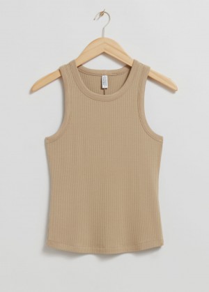 & Other Stories Fitted Tank Top Beige | NOS-SN114055