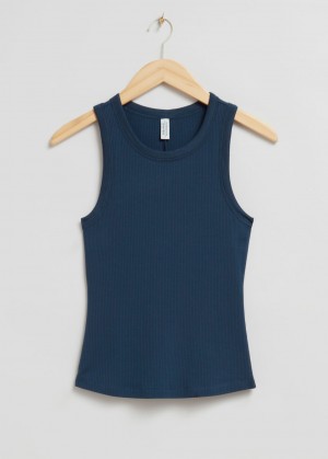 & Other Stories Fitted Tank Top Blu Scuro | NOS-SN114005