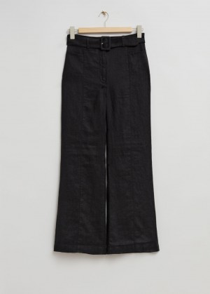 & Other Stories Flared Linen Trousers Nere | NOS-SN114292