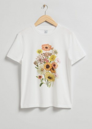 & Other Stories Floral T-Shirt Bianche | NOS-SN114059