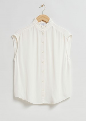 & Other Stories Frilled Collar Blouse Bianche | NOS-SN113860