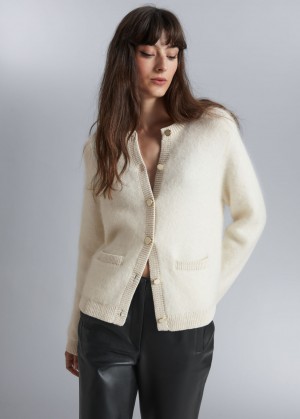 & Other Stories Fuzzy Knit Cardigan Crema | NOS-SN113593