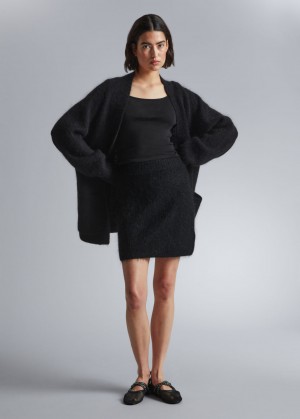 & Other Stories Fuzzy Knit Mini Skirt Nere | NOS-SN113469