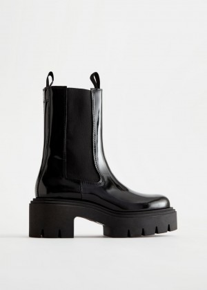 & Other Stories Grosso Platform Chelsea Pelle Boots Nere | NOS-SN114433