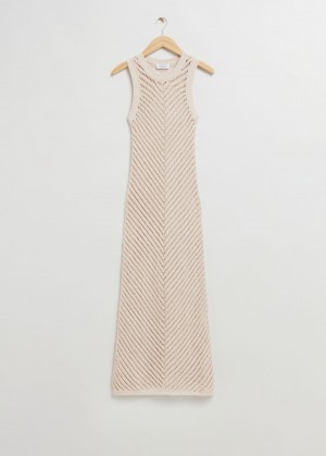 & Other Stories Herringbone Crochet Maxi Vestito Beige | NOS-SN113257