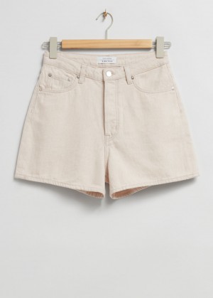 & Other Stories High-Vita Denim Shorts Beige | NOS-SN114354