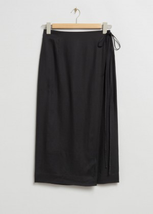 & Other Stories High Vita Midi Wrap Skirt Nere | NOS-SN114162