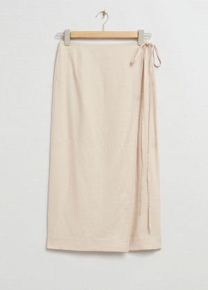 & Other Stories High Vita Midi Wrap Skirt Beige | NOS-SN114170