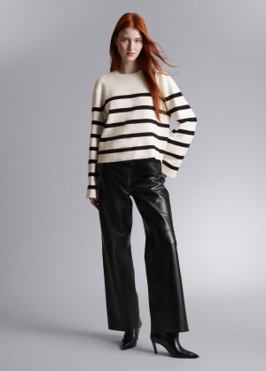 & Other Stories Larghe-Sleeve Knit Maglia Bianche Nere | NOS-SN113698