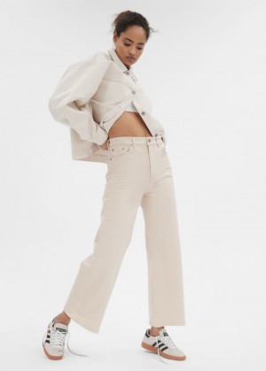 & Other Stories Larghe Cropped Jeans Beige | NOS-SN114235