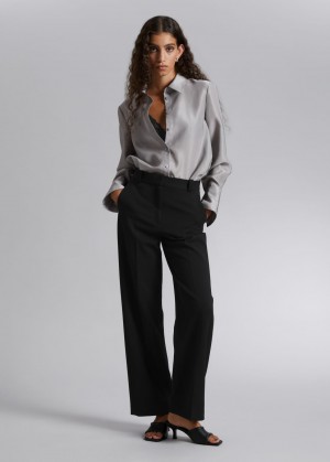 & Other Stories Larghe Press Crease Trousers Nere | NOS-SN114346