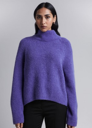 & Other Stories Lavorato A Maglia Mock Neck Maglia Viola | NOS-SN113515