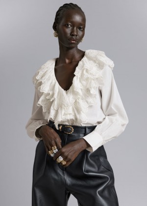 & Other Stories Layered Ruffle Blouse Crema | NOS-SN113894