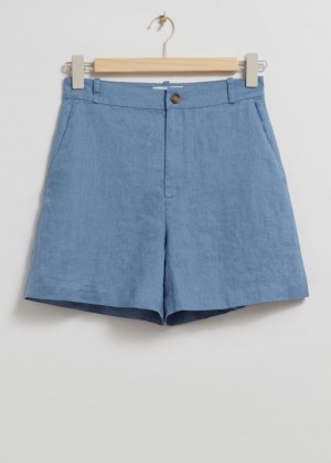 & Other Stories Linen Shorts Blu | NOS-SN114359