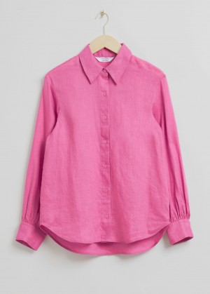 & Other Stories Loose-Fit Linen Shirt Rosa | NOS-SN113819