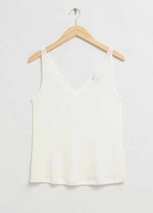 & Other Stories Loose-Fit V-Neck Tank Top Bianche | NOS-SN114033