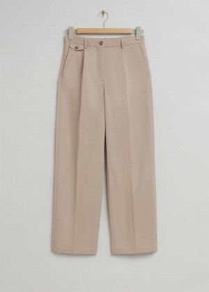 & Other Stories Low Vita Dropped Crotch Trousers Beige | NOS-SN114264