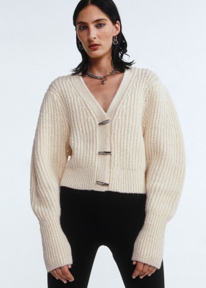 & Other Stories Metal-Closure Cardigan Beige | NOS-SN113507