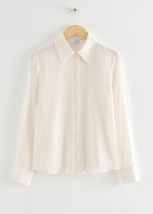 & Other Stories Mulberry Silk Buttoned Blouse Bianche | NOS-SN113804