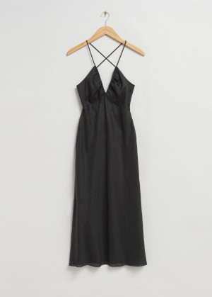 & Other Stories Open-Back Cinturino Vestito Nere | NOS-SN113314